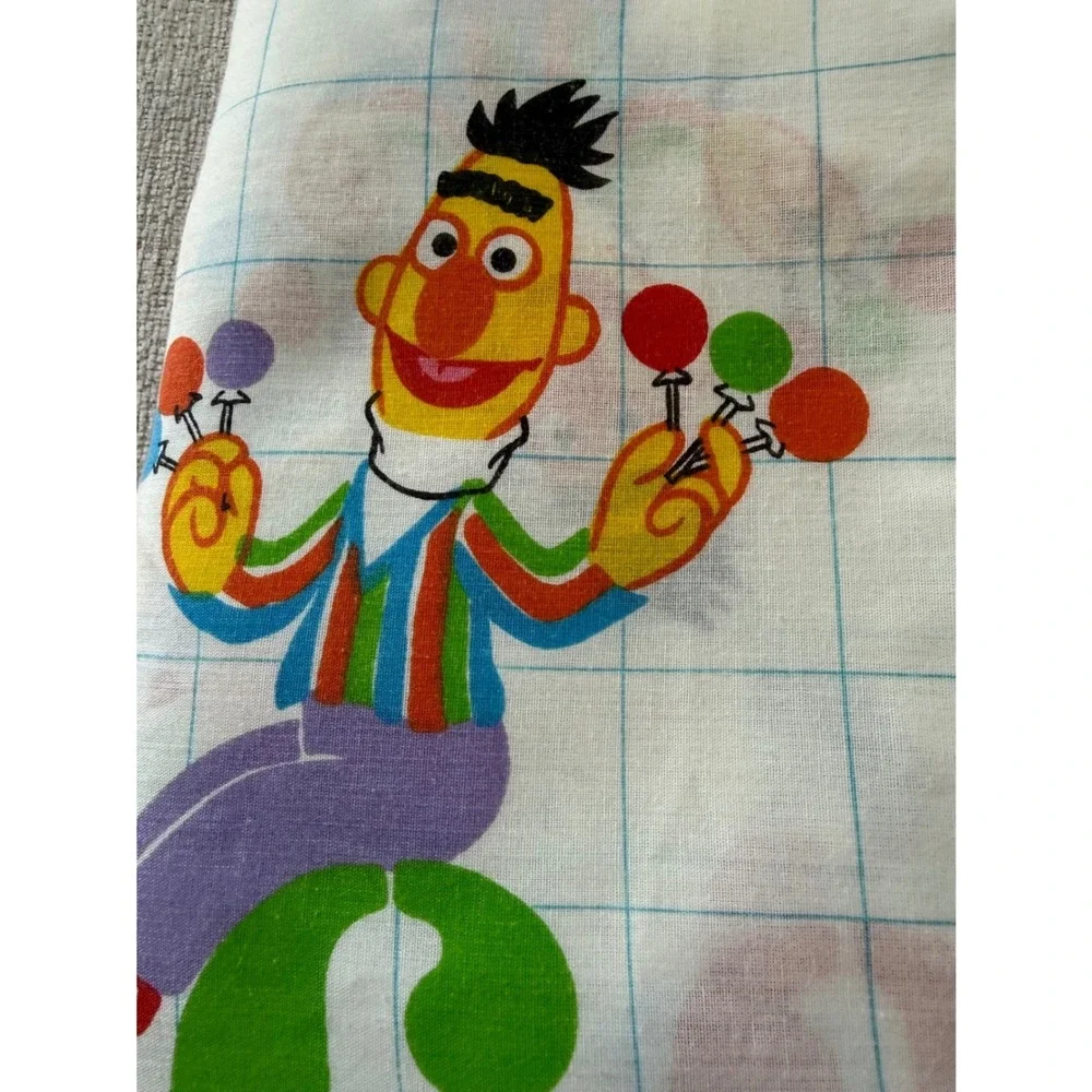 Sesame Street Vintage Stevens Full Size Bed Sheet Set 1980s TV Series Numbers